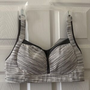 lululemon athletica Striped Light Gray and Black Support Bra